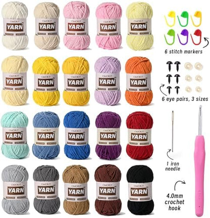 20 Pack 70.5oz/2624yds Bulky Multicolor Yarn Set, Plush Chenille Blanket Yarn for Crocheting, Fluffy Velvet Yarns for Crochet, Fuzzy Baby Yarns for Crocheting Soft, Crochet Amigurumi B - Image 2
