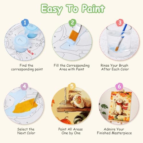 Spandrel Framed Paint by Numbers Cat Kit for Adult, Autumn Adult Paint by Number Kits on Canvas, DIY Acrylic Oil Easy Halloween Painting by Numbers Fall for Home Wall Decor, 8x12in - Image 7