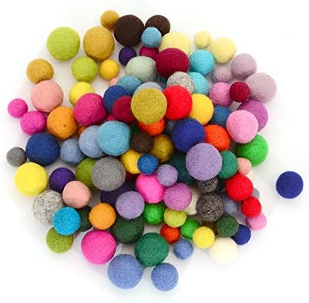 Glaciart One Felt Pom Poms, Wool Balls (160 Pcs) 4 Sizes: 1 cm, 1.5 cm, 2 cm & 2.5 cm, Handmade Felted 40 Color (Red, Pink, Blue, Yellow, White, Pastel & More),Bulk Small Puff for Felting & Garland - Image 6