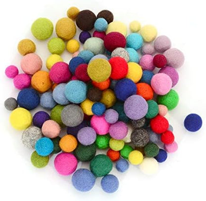Glaciart One Felt Pom Poms, Wool Balls (160 Pcs) 4 Sizes: 1 cm, 1.5 cm, 2 cm & 2.5 cm, Handmade Felted 40 Color (Red, Pink, Blue, Yellow, White, Pastel & More),Bulk Small Puff for Felting & Garland - Image 6