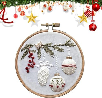 RUIQLXHANG Christmas Embroidery Kit, Christmas Gnomes Embroidery Kits for Beginners with Pattern, Cotton Threads, Needles, Instruction, 20cm Hoop, Gift for Mom, Grandma (Holly Bauble) by RUIQLXHANG