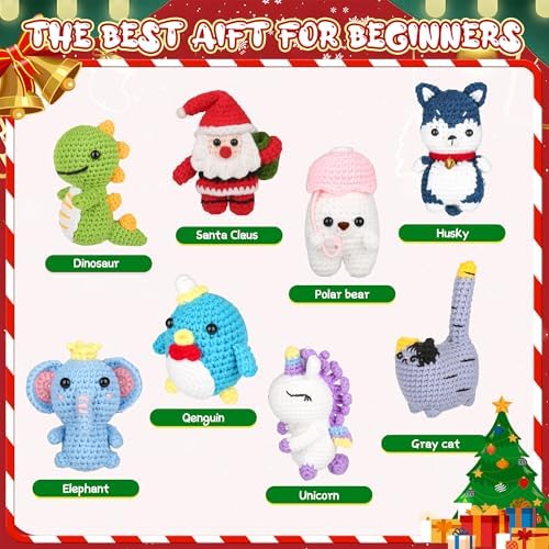 Poruary Crochet Kit for Beginners, 8 Animal Amigurumi Projects with Videos - Image 3