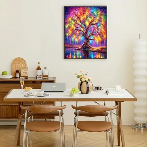 Ausanrl Tree of Life Paint by Numbers with Frame Wooden Easel-Tree Paint by Number Adult,Paint by Numbers Framed Canvas,Adult Paint by Number Kits on Canvas Framed Gifts and Home Wall Decor 12x16inch - Image 2