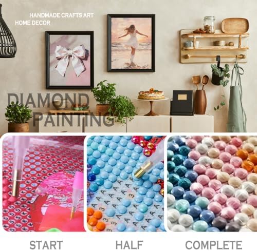 sdfkmlcdl Pastel Coastal Cowgirl Diamond Art Kits for Adults, Coquette Bow Cowgirl Hat Boots Beach Full Drill Diamond Painting Kits for Adults Beginners 4 Pack, 12x16 Inch - Image 4