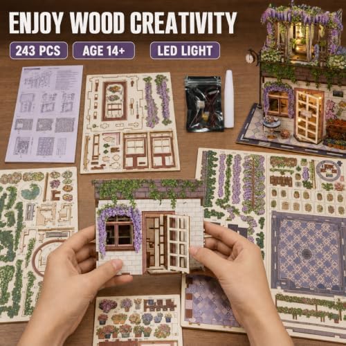 Evankin Flower Shop Book Nook Kit, DIY Miniature House with LED Light - Image 3