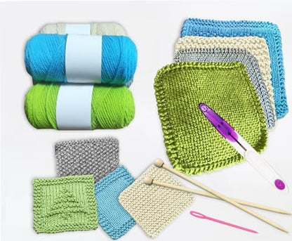 Kaaper Beginner Knitting Kit for Adults, Knit Dishcloth & Coaster Kit by kaaper