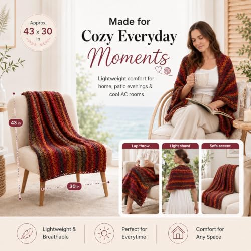 Aeelike Crochet Blanket Kit for Adults Advanced,Ombre Red Vintage Craft Kit - Image 6