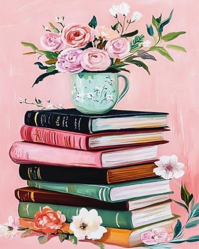 ZRIZQ Paint by Numbers Kit for Adults Beginner,Books Flowers,16x20 by ZRIZQ
