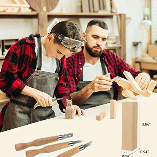 Wood Carving Kit 26pcs Wood Carving Tools Set with Wood Carving Knives Detail Knives Blocks Gloves Whittling Kit for Beginners Adults Kids Woodworking Tools for Spoon Bowl Kuksa Cup - Image 2