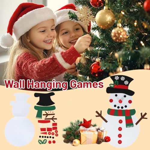Sunicon DIY Felt Snowman Set, Detachable Felt Snowman for Wall, Crafts Kit Wall Hanging Gifts for Winter Holiday Party Decorations(Red and Green Scarf Snowman) - Image 5