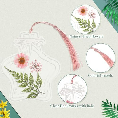 TaoBary 161 Pcs Transparent Dried Flower Bookmarks DIY Kit, Delicate - Image 4