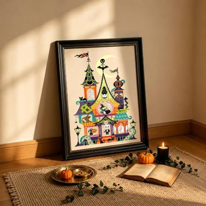 Colorful Haunted House Stamped Cross Stitch Kits for Beginner 12x16 Inch - Image 4