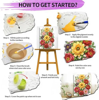 URGDKW Paint by Numbers kit for Adults Botanical Art Style with Vibrant - Image 4