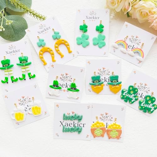 St. Patrick's Day Polymer Clay Cutters Set - 12pcs Lucky Shamrock Leprechaun Shapes for DIY Earring Jewelry Making, Soft Clay Crafts & Holiday Supplies - Image 4