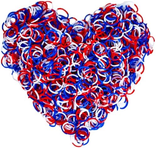 Loom Rubber Band Refill, White & Red & Dark Blue 900 Pcs. by Yowamho