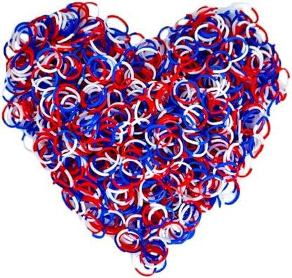 Loom Rubber Band Refill, White & Red & Dark Blue 900 Pcs. by Yowamho