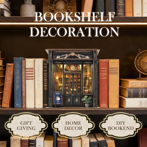 Book Nook Kit, 3D Wooden Puzzle Bookshelf Decor, Jadeite Coffee - Image 5