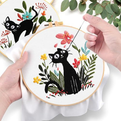 ERKOON 5 Sets Embroidery Kit for Beginners Adult Cat Cross Stitch - Image 5