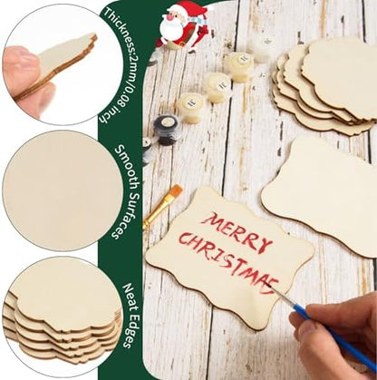 60 PCS Unfinished Wood Cutouts for Crafts Blank Irregular Wooden Slices Natural Wood Cutouts Ornaments for DIY Crafts, Coasters, Home Decorations, Christmas Decorations, Painting, Wood Burning - Image 3