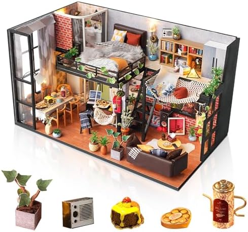 Miniature House Kit, DIY Dollhouse Kit with Dust Cover for Adults by MakingLifeFunforCool