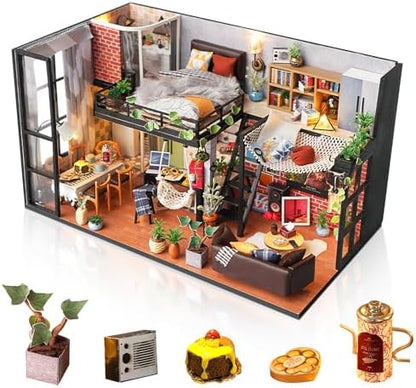 Miniature House Kit, DIY Dollhouse Kit with Dust Cover for Adults by MakingLifeFunforCool
