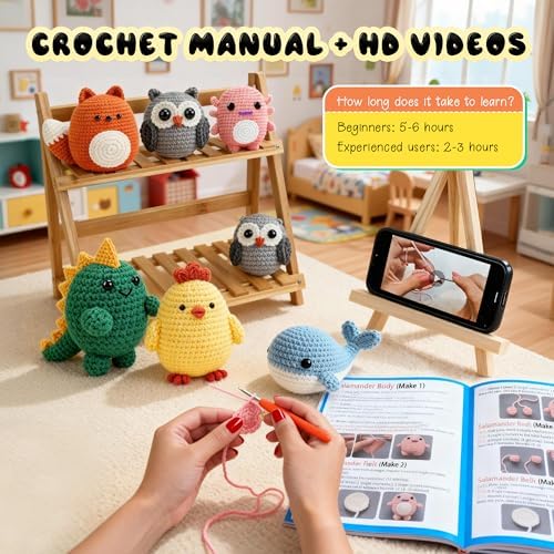 Joyclub Crochet Kit for Beginners 6 Animal Family with Video for Adults - Image 5