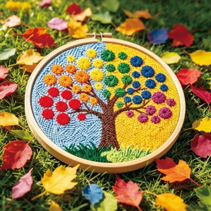 BEUNITONE 2PCS Punch Needle Kit for Adults Beginners, Rainbow Tree of Life Needlepoint Crafts Kit for Adults, Complete Embroidery Starter Kit with Pre-Print Pattern and Hoop for Home Decor 7.9"x7.9" - Image 6