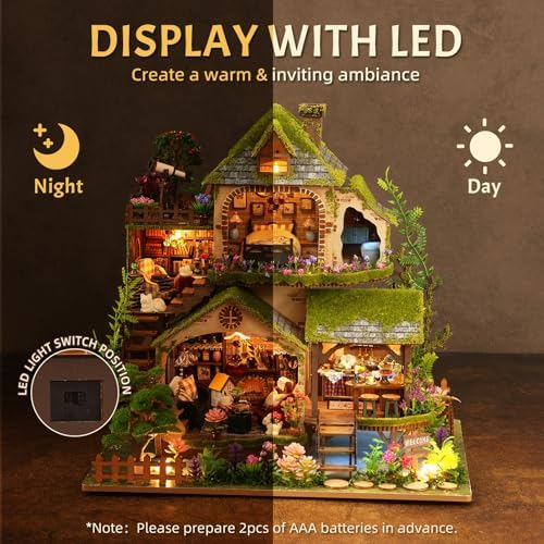 DIY Miniature House Kit with LED Lights, Forest Adventure Wooden Mini House Building Kit for Adults & Teens, Creative Crafts for Women, Friends & Hobbyists - Image 4