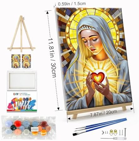 JOOZ 5D Virgin Mary Paint by Numbers Kit for Adults with Frame, 8x12 Inch - Image 2
