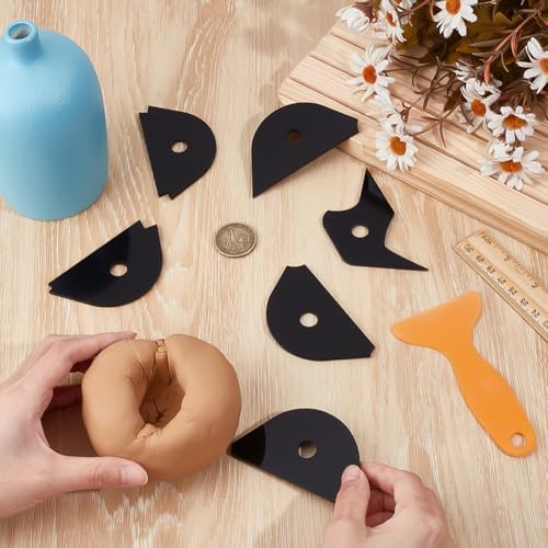 BENECREAT 6Pcs 6 Styles Acrylic Pottery Foot Shaper Tools, Black Ceramics Trimming Textured Art Tools for Molding, Shaping, Smoothing, Trimming - Image 3