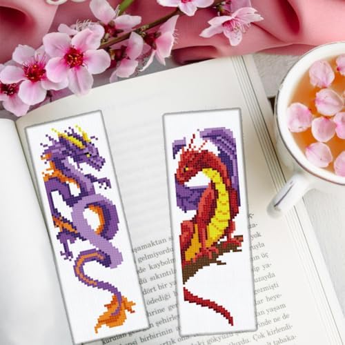 ORIGACH 6 Set Dragon and Loong Cross Stitch Bookmark Kit for Beginner - Image 6
