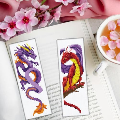 ORIGACH 6 Set Dragon and Loong Cross Stitch Bookmark Kit for Beginner - Image 6