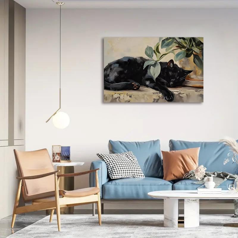 Canrichshop Sleeping Cat Paint by Number Kit for Adults,DIY Black Cat Acrylic Painting Kit Without Frame,Easy Adult Paint-by-Number Kits on Canvas Decor 16x20inch - Image 3