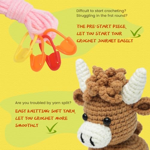 GONELYON Crochet Kit for Beginners, 3Pcs Amigurumi Crochet Animal Kits - Image 5