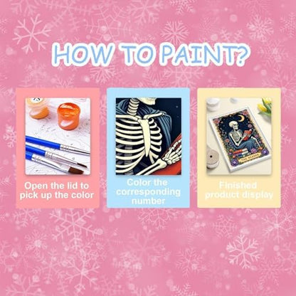 Skull Paint by Numbers Kit for Adults, Skeleton Adult Paint by Number Kits - Image 7