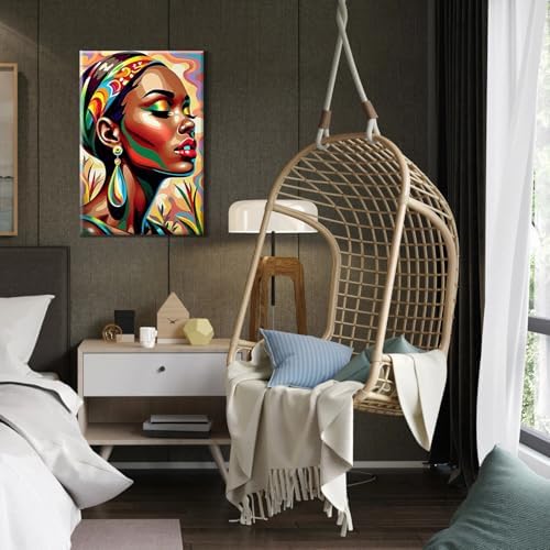 HeeBenor Framed Paint by Numbers Kit for Adults, Black Women, 8x12 Inch - Image 7
