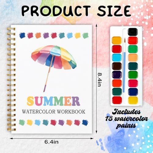12 Patterns Summer Watercolor Set, Beach Vacation Painting Book for Beginners, Capture Sunny Vibes Watercolor Workbook, Relaxing DIY Art Gift for Women and Adults, Holiday Relaxation Kit - Image 2