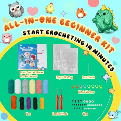 Joyclub Crochet Kit for Beginners 6 Animal Family with Video for Adults - Image 3