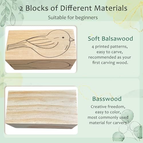 Wood Carving Kit for Beginners, Essential Wood Whittling Kit for Beginners, Knife Tools Accessories, Balsawood and Basswood Blocks, Bird Carving Video Tutorial, DIY Kits for Adults Hobbies - Image 3