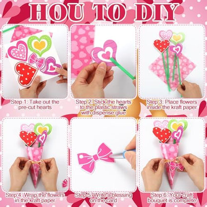 Motipuns 48 Set Graduation Flower Bouquet Craft Kit DIY Flower Paper Crafts Colorful Make Your Own Teachers Gifts for 2026 End of Year Last Day of School Gifts Handmade Project Home Activities - Image 4