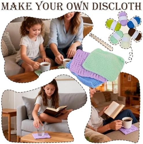 Lewhoo Knitting Kit for Beginners, 6 Patterns Dishcloth Learn to Knit Kit - Image 5