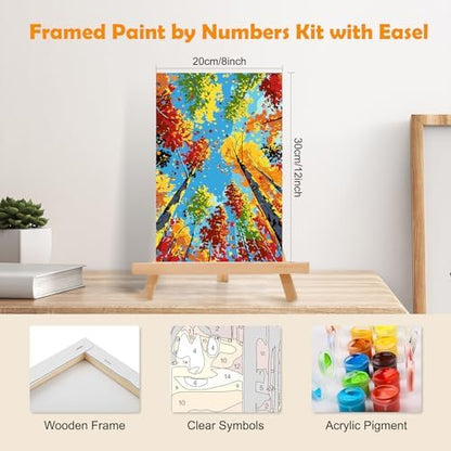 MOGTAA Tree of Life Paint by Numbers Kit for Adults Beginners with Frame, Landscape Adult Paint by Number Kits on Canvas with Easel, Easy DIY Oil Painting Kits for Home Decor, 8x12in - Image 2