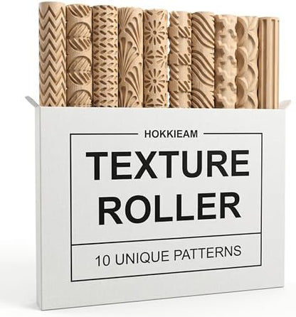 Hokkieam Clay Texture Rollers, 10 PCS Plastic Polymer Clay and Pottery Tool by Unknown