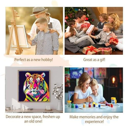 Artunion Framed Paint by Numbers Kit for Adults Beginners & Kids Ages 8-12,Colorful Tiger Paint by Number with Frame, Animals Paint by Numbers Kit on Canvas 10 * 10 Inch Without Easel - Image 7