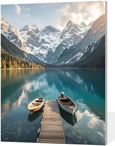 ACANDYL Paint by Numbers Kit for Adults Beginner Mountain Paint by Number for Adults Canvas Painting by Number Lake Landscape Acrylic Painting on Canvas Arts Craft Kits Decor 16x20 Inch by ACANDYLPaintbyNumbersKits