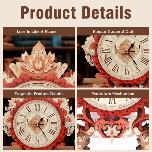 KAAYEE 3D Puzzles for Adults Fire Flower Clock Wooden Puzzle DIY Craft - Image 2
