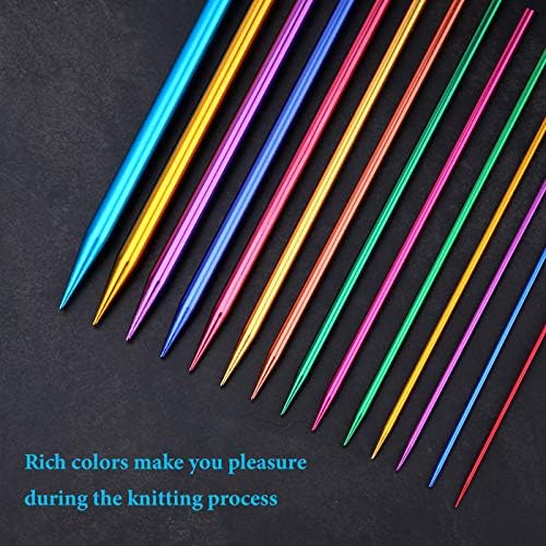BCMRUN 28Pcs/14 Pairs Stainless Steel Knitting Needles Set, Colored Straight Single Pointed Metal Knitting Needles, 14 Size from 2.0mm-10.0mm, 13.8 Inches Length for Handmade DIY Knitting (35cm) - Image 6