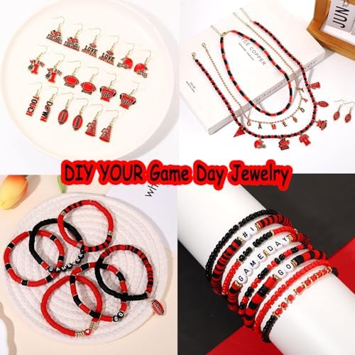 2200PCS+ Game Day Beads Charms for Bracelet Making Polymer Clay Beads Crystal Pearl Letter Gold Spacer Beads Football Charms for Game Day Bracelet Necklace Making DIY Crafts - Image 6