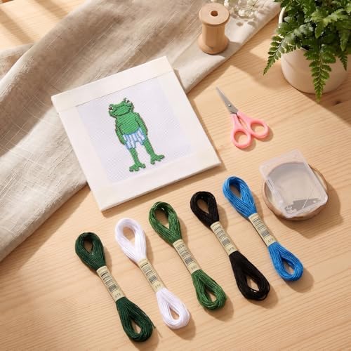 XunYee 18 Mesh Needlepoint Canva for Beginner, Frog - Image 3