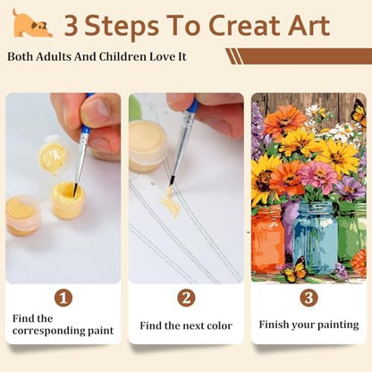 Reivworl Flowers Paint by Numbers Kit for Adults, Flowers Paint by Number for Adults Beginners, Painting by Number Kits for Gifts and Wall Decor 16x20Inch - Image 7